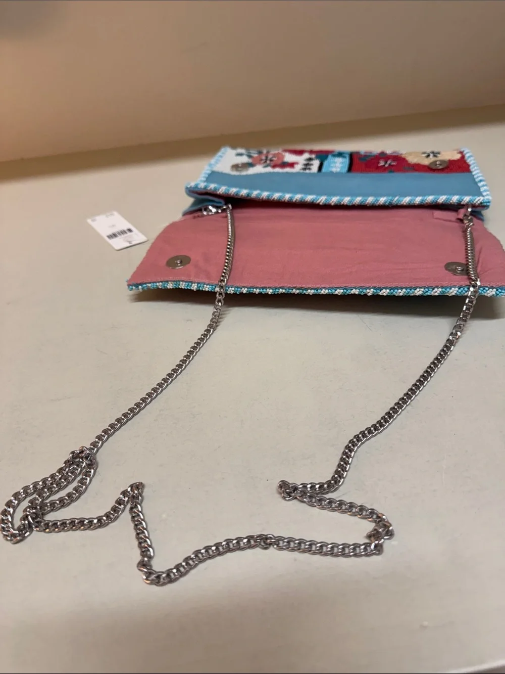 Anthropologie beaded fold-over clutch/shoulder bag, NWT